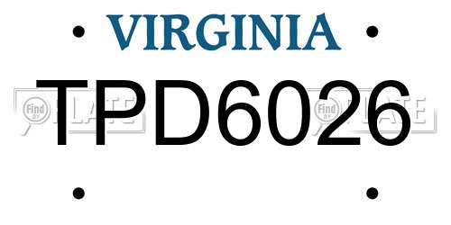 TPD6026 Virginia License Plate