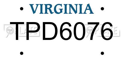TPD6076 Virginia License Plate