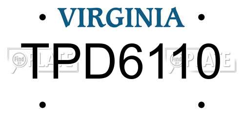 TPD6110 Virginia License Plate