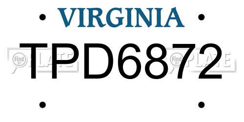 TPD6872 Virginia License Plate