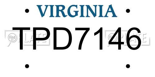 TPD7146 Virginia License Plate