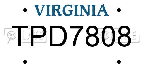 TPD7808 Virginia License Plate