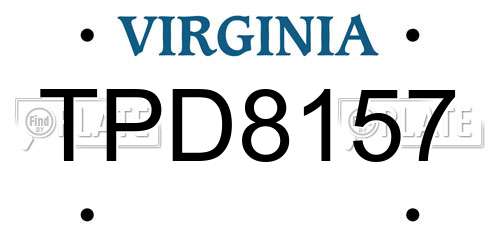 TPD8157 Virginia License Plate