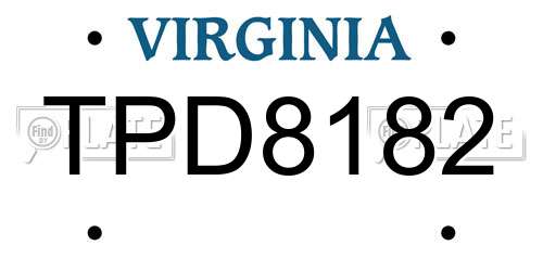 TPD8182 Virginia License Plate