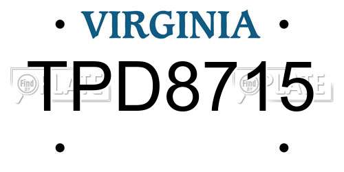 TPD8715 Virginia License Plate