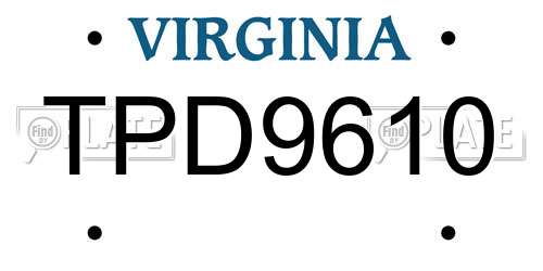 TPD9610 Virginia License Plate