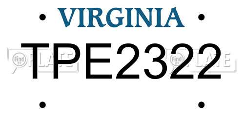 TPE2322 Virginia License Plate