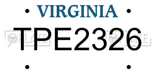 TPE2326 Virginia License Plate