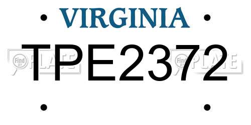 TPE2372 Virginia License Plate