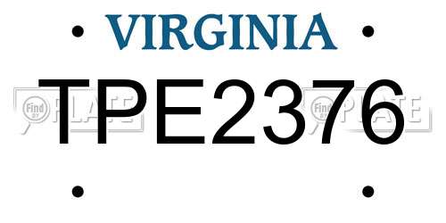 TPE2376 Virginia License Plate