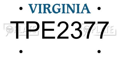 TPE2377 Virginia License Plate