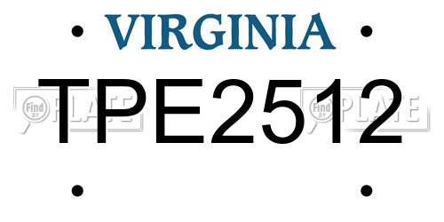 TPE2512 Virginia License Plate