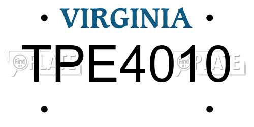 TPE4010 Virginia License Plate