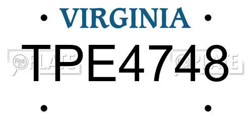 TPE4748 Virginia License Plate