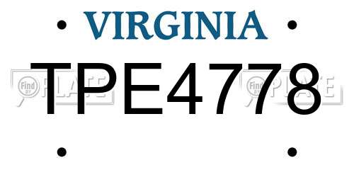 TPE4778 Virginia License Plate