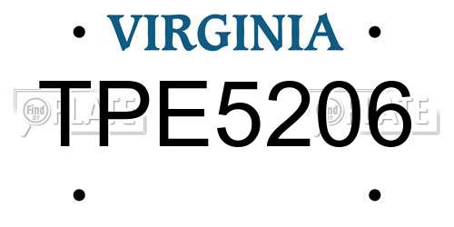 TPE5206 Virginia License Plate