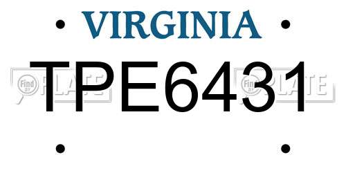 TPE6431 Virginia License Plate