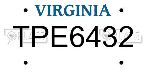 TPE6432 Virginia License Plate