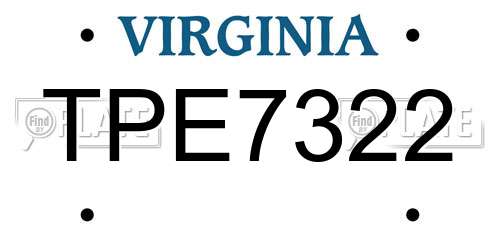 TPE7322 Virginia License Plate