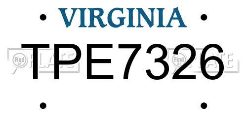 TPE7326 Virginia License Plate