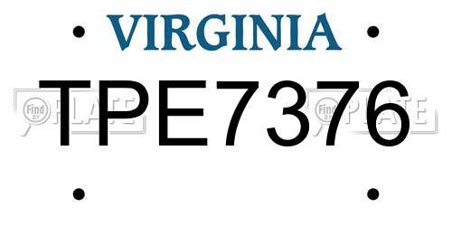 TPE7376 Virginia License Plate
