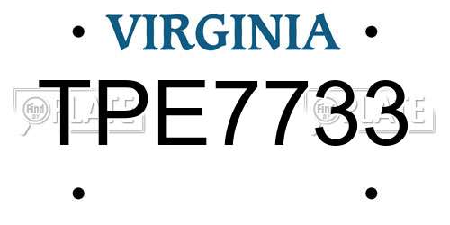 TPE7733 Virginia License Plate