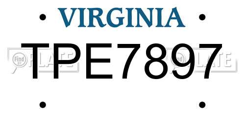 TPE7897 Virginia License Plate