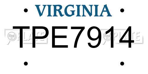 TPE7914 Virginia License Plate