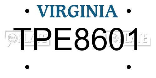 TPE8601 Virginia License Plate