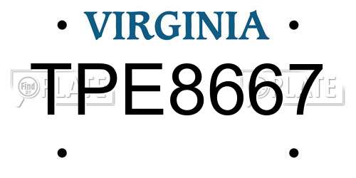 TPE8667 Virginia License Plate