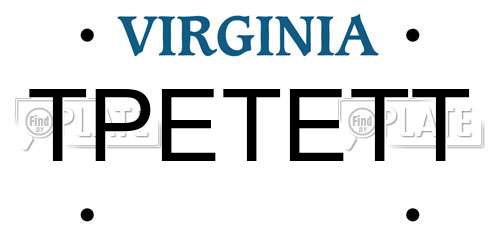 TPETETT Virginia License Plate