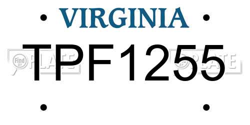 TPF1255 Virginia License Plate