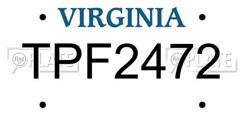 TPF2472 Virginia License Plate