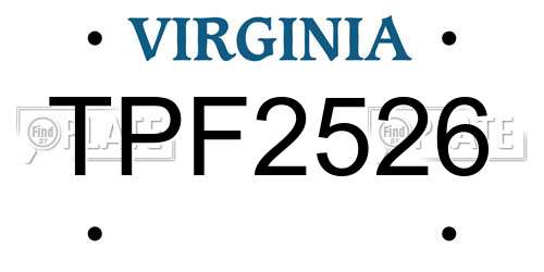 TPF2526 Virginia License Plate