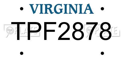 TPF2878 Virginia License Plate
