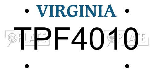 TPF4010 Virginia License Plate