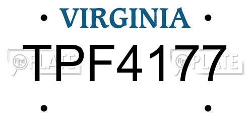 TPF4177 Virginia License Plate