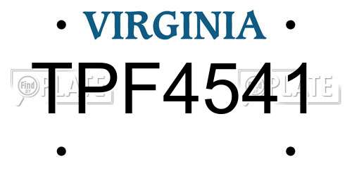 TPF4541 Virginia License Plate
