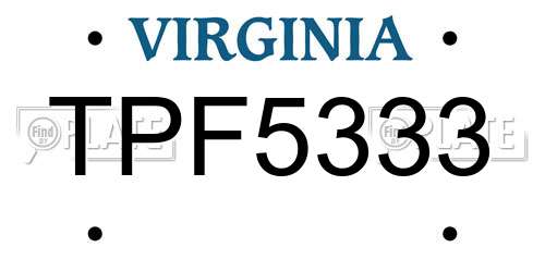 TPF5333 Virginia License Plate
