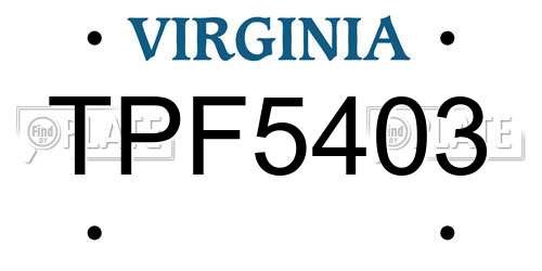 TPF5403 Virginia License Plate