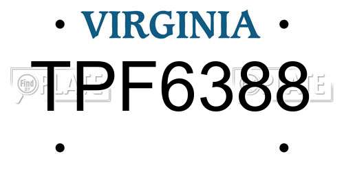 TPF6388 Virginia License Plate
