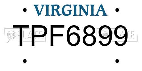 TPF6899 Virginia License Plate
