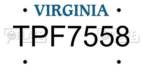 TPF7558 Virginia License Plate