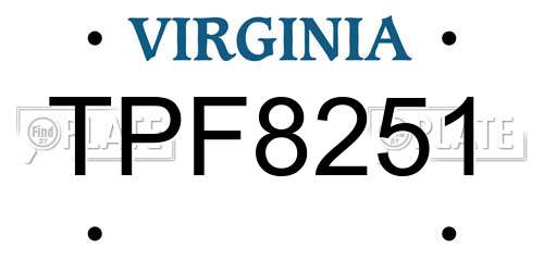 TPF8251 Virginia License Plate