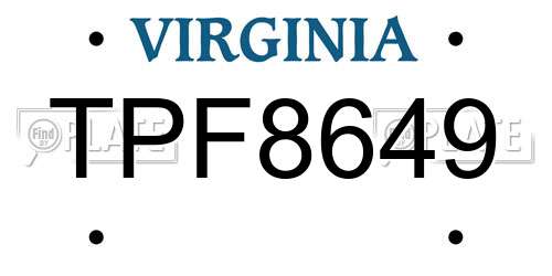 TPF8649 Virginia License Plate