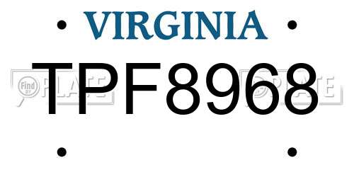 TPF8968 Virginia License Plate