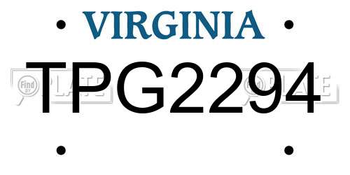 TPG2294 Virginia License Plate