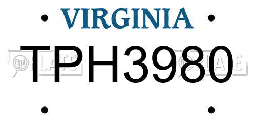 TPH3980 Virginia License Plate