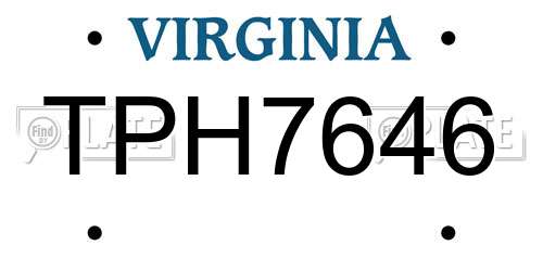 TPH7646 Virginia License Plate