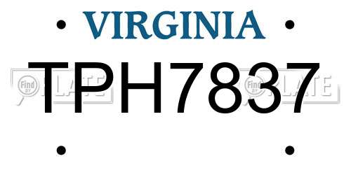 TPH7837 Virginia License Plate